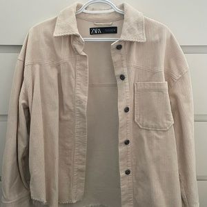 ZARA CORDUROY OVERSHIRT WITH FRAYED HEM